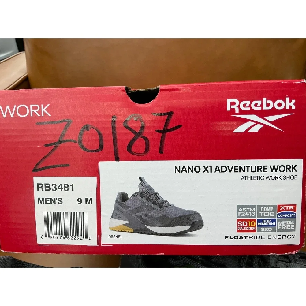 Reebok‎ Nano X1 Adventure Work Mens 9M Gray  Composite Toe RB3481